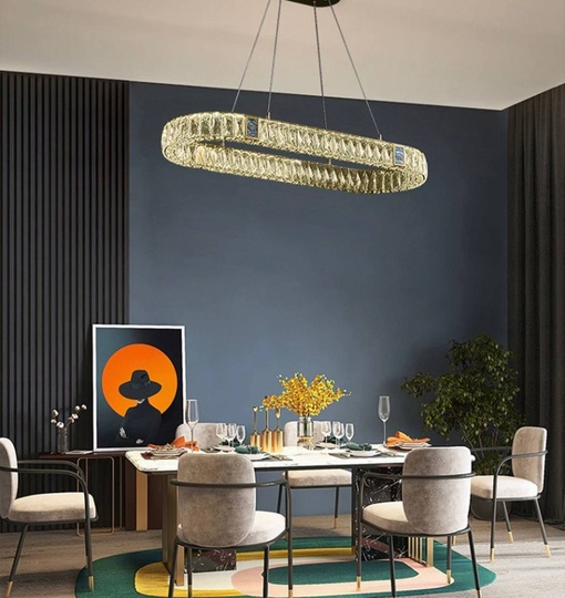 Люстра подвесная CEVHER 100*150 золотой, хрусталь, металл, LED.