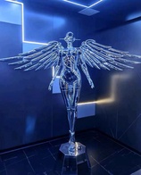 Торшер Ангел хромированный с крыльями, 210 см