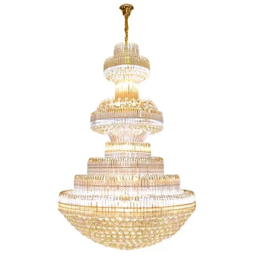 Люстра подвесная, золото, хрусталь, BIMBO 180*250 металл, E14.