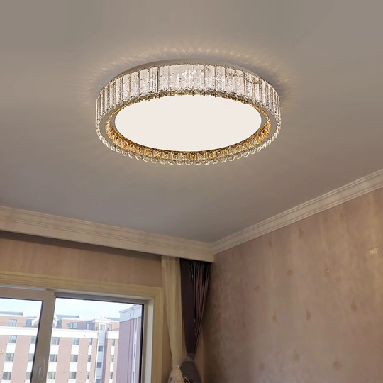 Потолочный светильник, хром, кристалл, GRACE 60*13 металл, LED.
