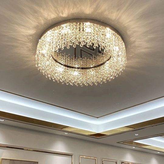 Люстра подвесная, золотой, кристалл, SPARKLING 80*17, металл, E14.