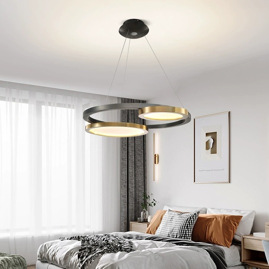 Люстра подвесная, черный, ПММА, BAHA 96*70, металл, LED