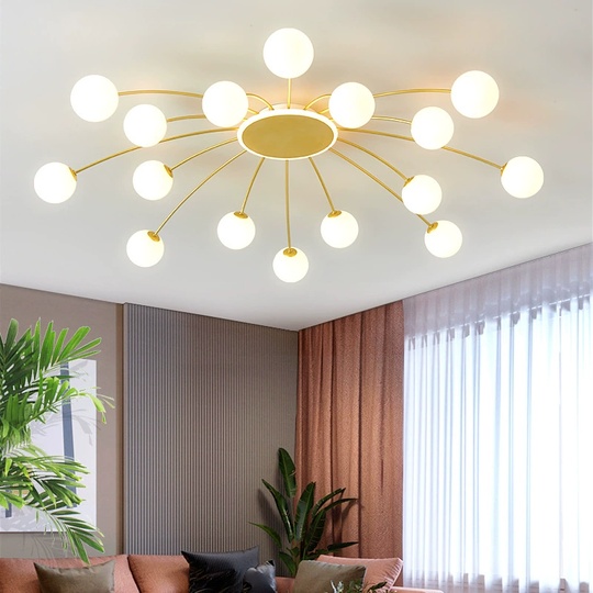 Люстра золотая Unevio, металл, стекло матовое, 80*17 см, светодиодная, LED, G9