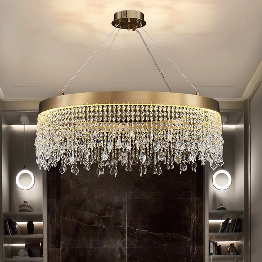 Люстра подвесная FATMA 120*30 бронза, хрусталь, металл, LED.
