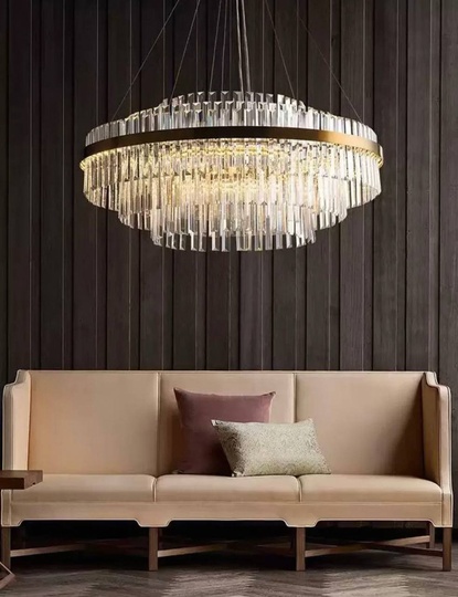 Люстра подвесная, бронза, хрусталь, VINTAGE 100*36, металл, LED.