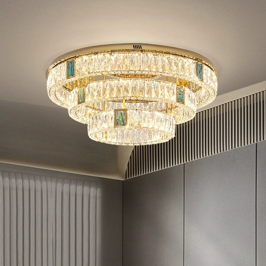 Люстра подвесная CEYHAN 60*35 золотой, хрусталь, металл, LED.