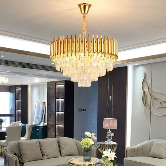 Люстра подвесная, золотой, стекло, ELEGANCE 75*50, металл, E14.