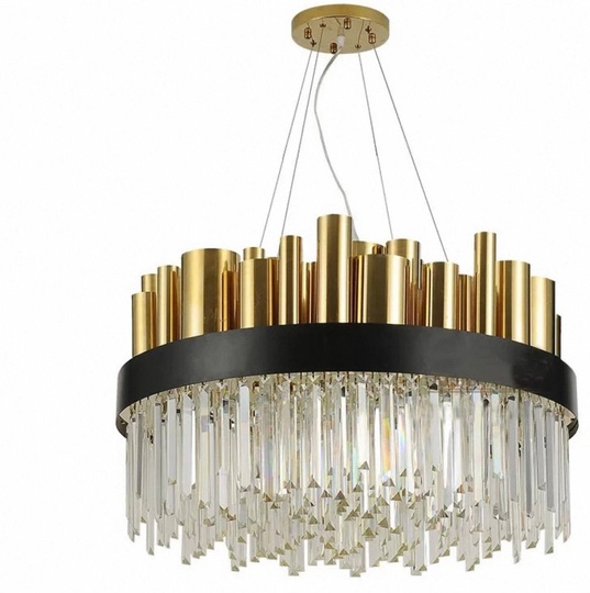 Люстра подвесная бронзовая Ezolon, металл, кристалл, трос 100 см, 100*45 см, LED