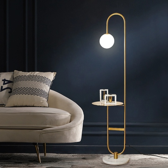 Торшер белый золото Eluvian, 33*153 см, LED, G9, мрамор, 14 Вт