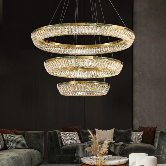 Люстра подвесная CANAN 40*180 золотой, хрусталь, металл, LED.