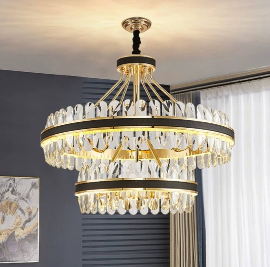 Люстра подвесная BIHTER 50*40 золото, кристалл, металл, LED.