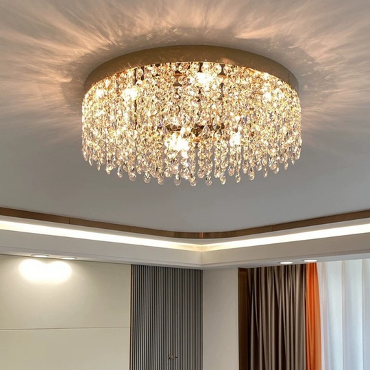 Люстра подвесная, золотой, кристалл, SPARKLING 50*17, металл, E14.