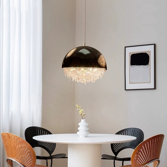 Люстра подвесная, серебро, черный, кристалл, SALENA BLACK 70*79 металл, LED.