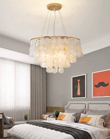 Люстра подвесная золотая Elyvor, металл, трос 50, 70*43 см, E14