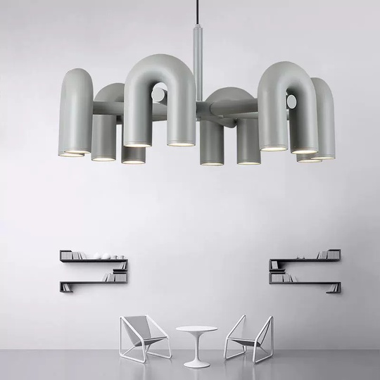 Светильник подвесной серый Elisto, металл, трос 150 см, 80*38 см, LED