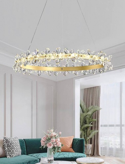 Люстра подвесная, золото, хрусталь, AXTON 100*120, металл, LED