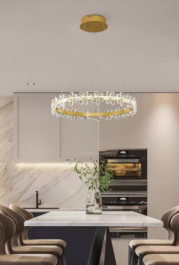 Люстра подвесная, золото, хрусталь, AXTON 80*120, металл, LED