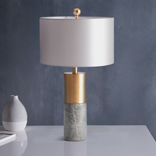 Настольная лампа серая IMPERIUM Marble, 1,5 м, 38*65 см, светодиодная, E27, металл, ткань, современный