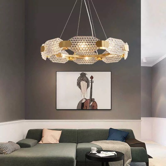 Светильник подвесной бронза Airquix, металл, стекло, трос 100 см, 80*15 см, G9