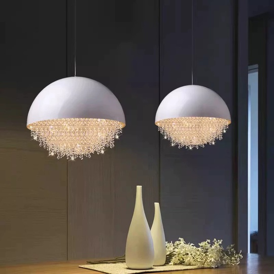 Люстра подвесная, серебро, белый, кристалл, SALENA 30*35 металл, LED.