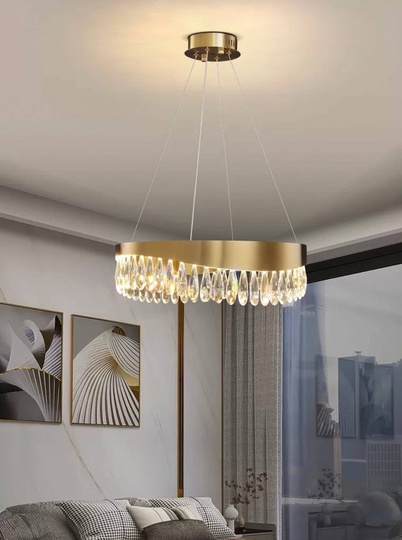 Люстра подвесная, медь, кристалл, GUNHAN 60*25, металл, LED.