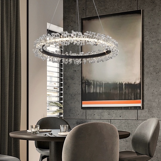 Люстра подвесная, черный, кристалл, WISE 60*120, металл, LED.