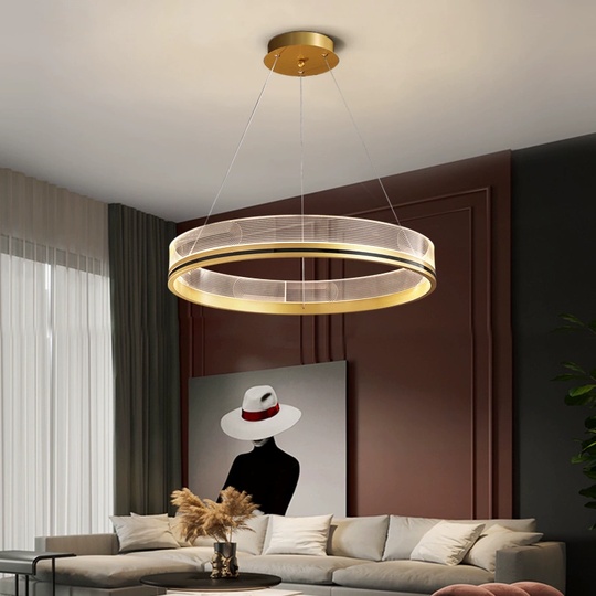 Люстра подвесная, золото, ПММА, MYLES GOLD 40*7, металл, LED