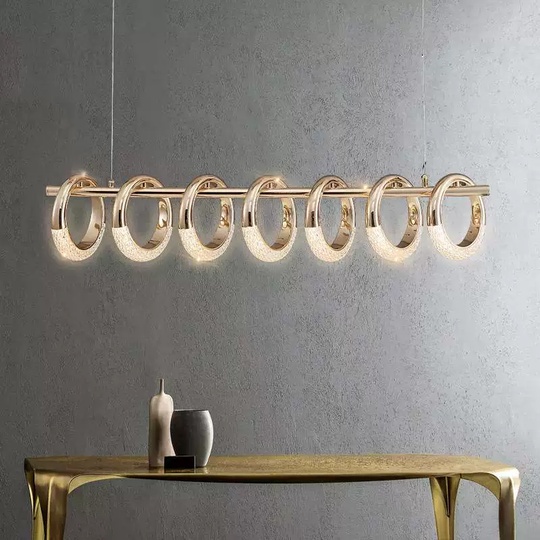 Светильник подвесной золотой Elenthos, металл, трос 100 см, 110*21 см, LED