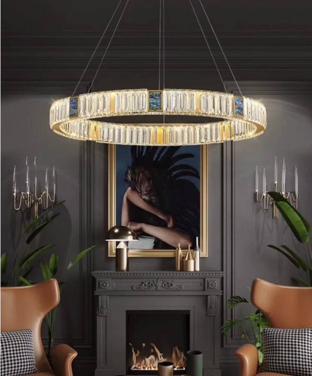 Люстра подвесная CEREN 80*150 золотой, хрусталь, металл, LED.