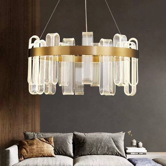 Светильник подвесной медный Evolqua, металл, трос 120 см, 60*30 см, LED