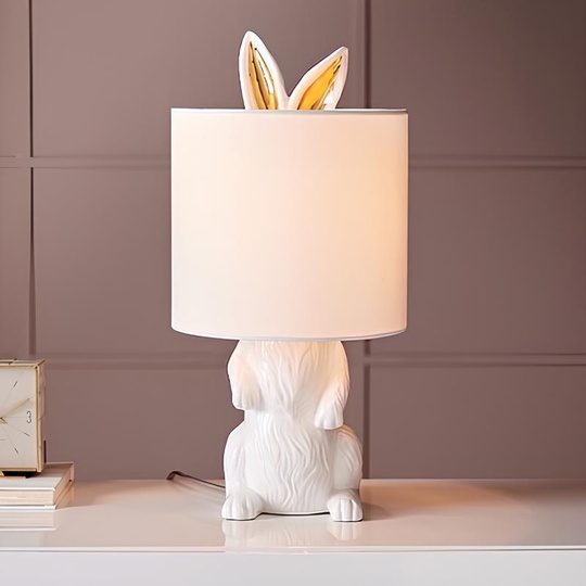 Настольная лампа кролик белый Rabit Banny, 23*49 см, светодиодная, E27