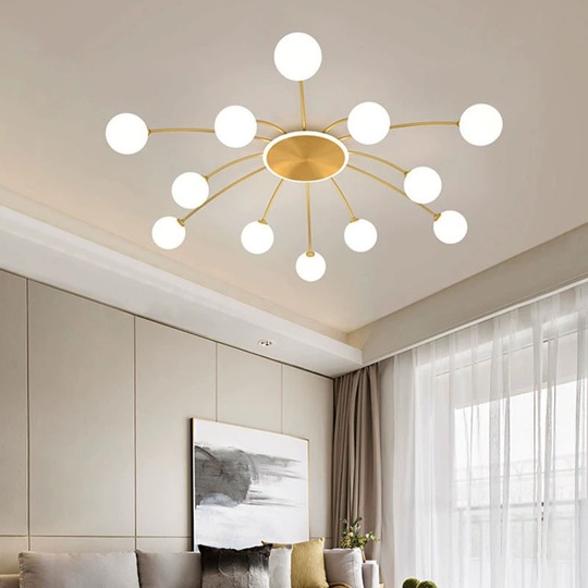 Люстра золотая Unevio, металл, стекло матовое, 125*20 см, светодиодная, LED, G9
