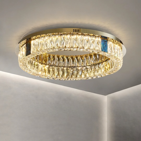 Потолочный светильник, золото, хрусталь, AMELLI 60*13 металл, LED.