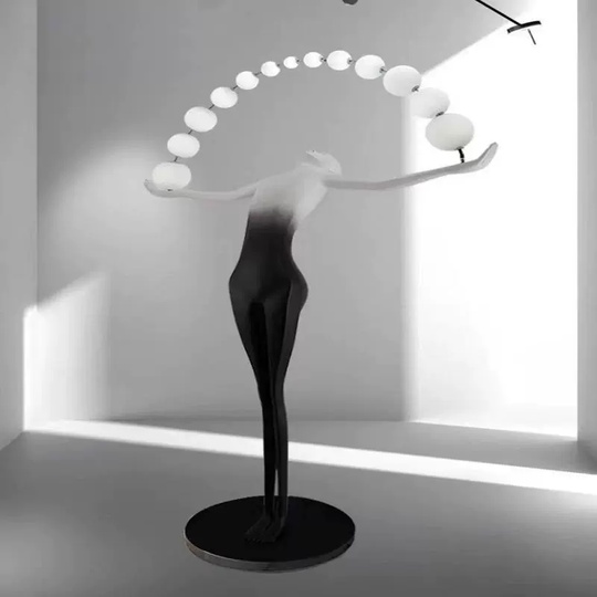 Торшер черно-белый Artist, 135*60*230 см, LED, 8 Вт, смола, стекловолокно