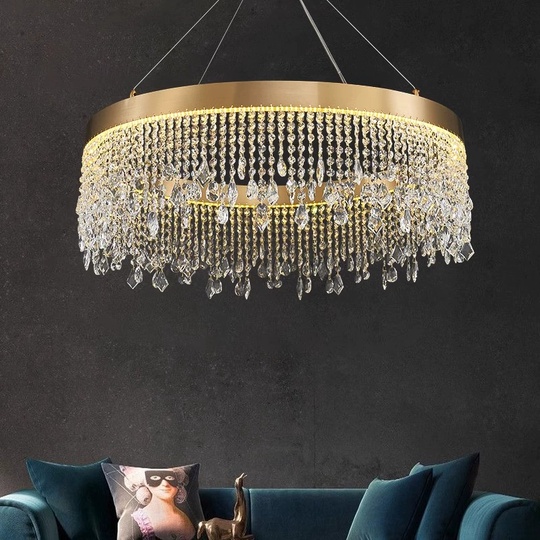 Люстра подвесная FATMA 120*30 бронза, хрусталь, металл, LED.