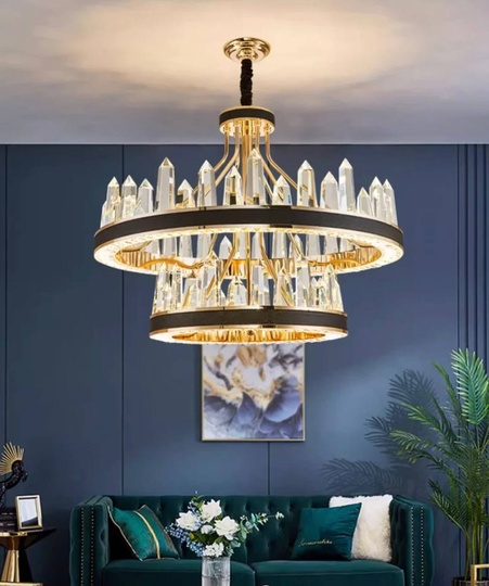 Люстра подвесная ALBENI 80*60 золото, кристалл, металл, LED.