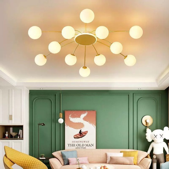 Люстра золотая Unevio, металл, стекло матовое, 80*17 см, светодиодная, LED, G9