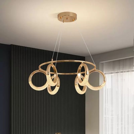 Светильник подвесной золотой Elmara, металл, трос 100 см, 80*26 см, LED