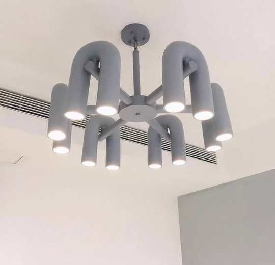 Светильник подвесной серый Elisto, металл, трос 150 см, 80*38 см, LED