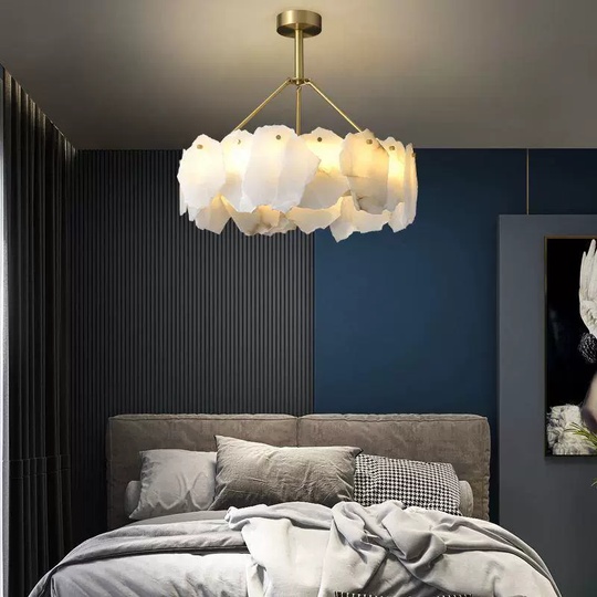 Светильник подвесной медный Altreva, медь, мрамор, 80*25 см, LED