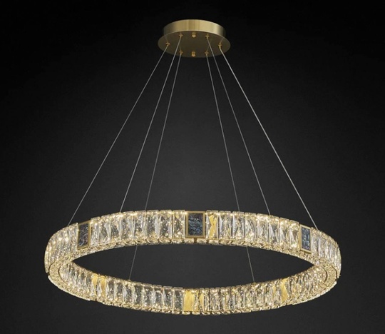 Люстра подвесная CEREN 120*150 золотой, хрусталь, металл, LED.