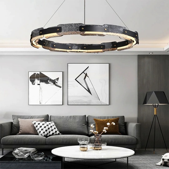 Люстра подвесная, черная, Elyndr, металл, 65*10 см, светодиодная, LED