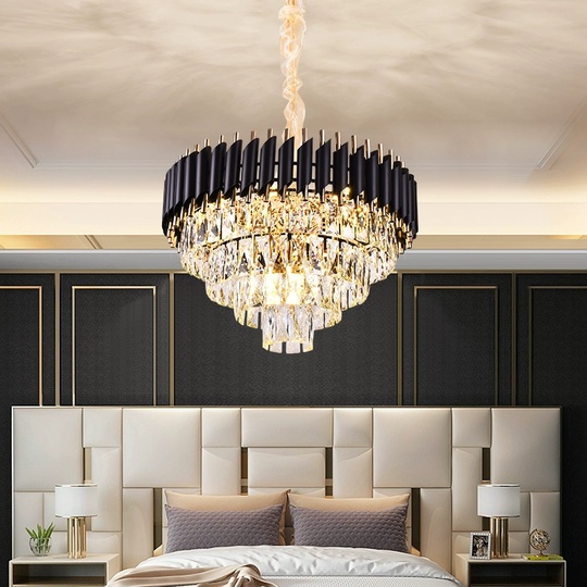Люстра подвесная, черный, стекло, OPULENCE 55*38, металл, E14.