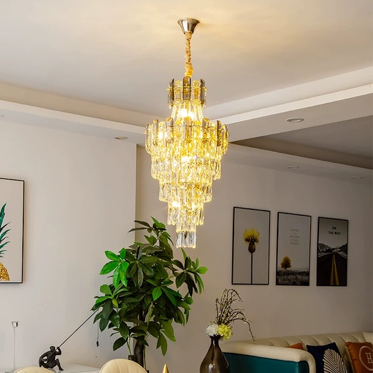 Люстра подвесная, золото, кристалл, LARK 80*130 металл, E14.
