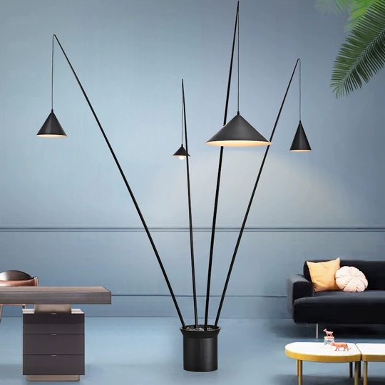 Торшер черный North Vibia3, 145*225 см, LED, Е27*4, металл, 10 Вт