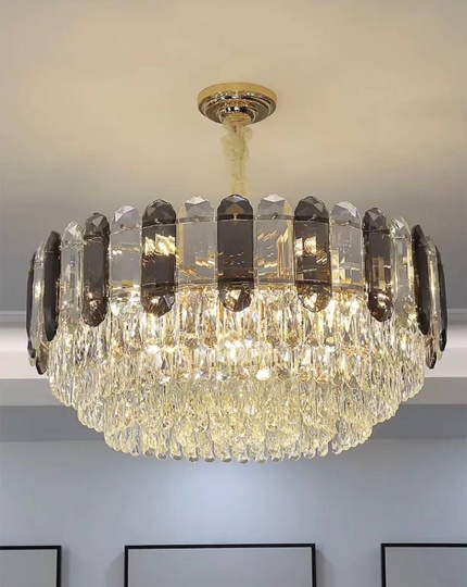 Люстра подвесная BERKE 60*30 дымчатый, стекло, металл, Е14.