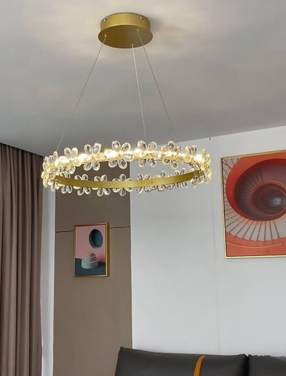 Люстра подвесная, золото, хрусталь, AXTON 60*120, металл, LED
