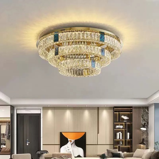 Люстра подвесная CEYHAN 60*35 золотой, хрусталь, металл, LED.