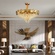 Люстра подвесная золотая Elyvron, металл, 50 см, 80*45 см, Е14