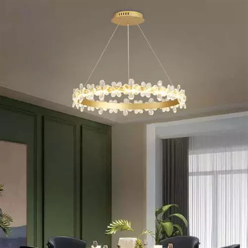 Люстра подвесная, золото, хрусталь, AXTON 60*120, металл, LED